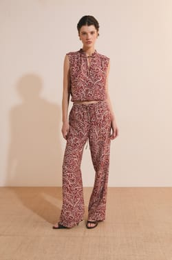 Pantalon fluide &agrave; motifs;${refinementColor}