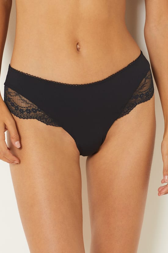 Microfiber and Lace Hipster;${refinementColor}