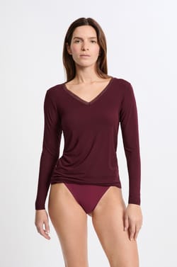 V-Neck Thermal Knit T-Shirt;${refinementColor}