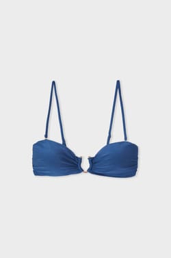 Top de bikini sujetador bandeau brillante con anilla y tirantes extra&iacute;bles;${refinementColor}