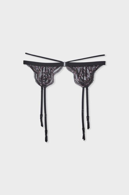 Beaded Embroidered Garter Belt;${refinementColor}