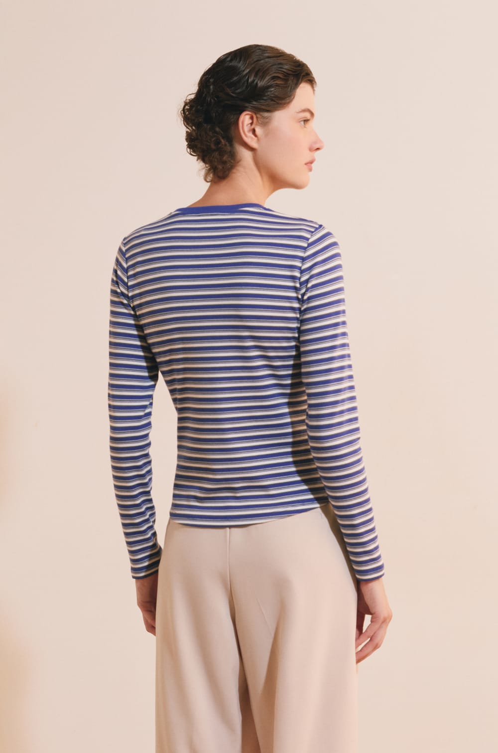T-shirt &agrave; rayures en coton;${refinementColor}