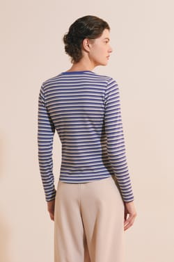 T-shirt &agrave; rayures en coton;${refinementColor}