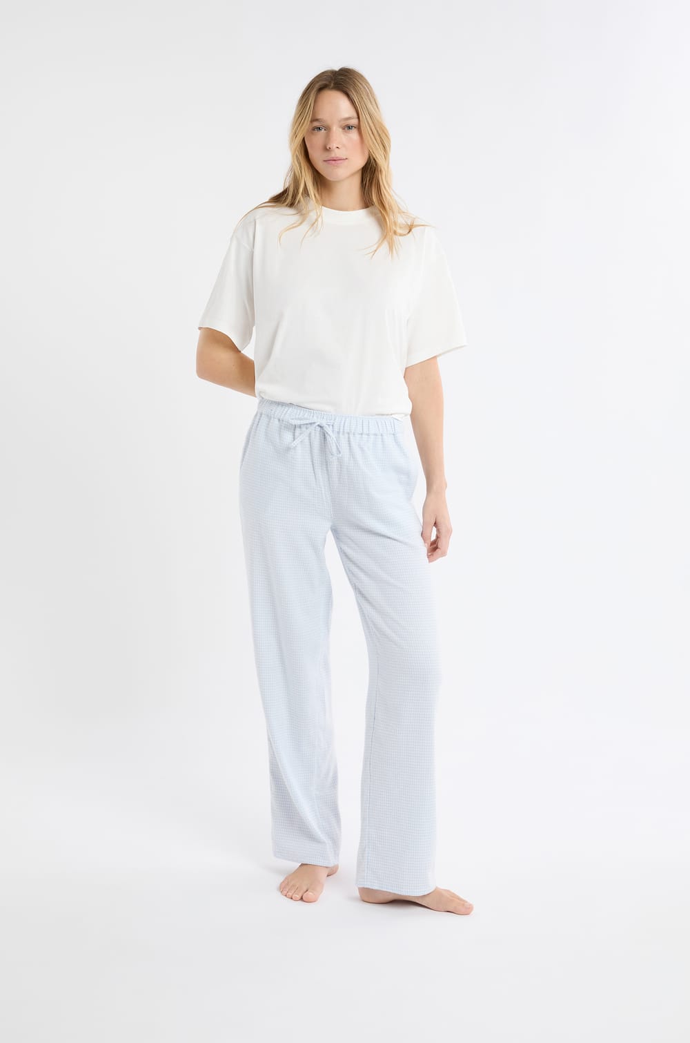 Checkered Cotton Pyjama Trousers;${refinementColor}