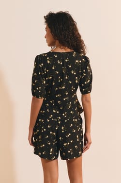 Chemise col V manches 3/4 &agrave; motifs;${refinementColor}