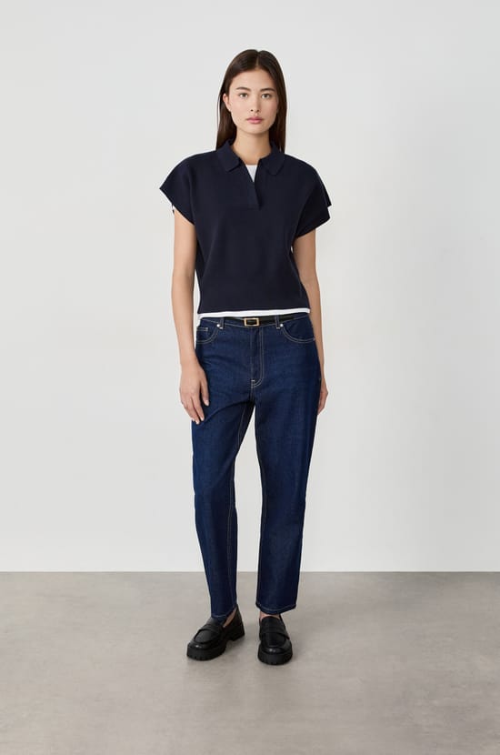 Sleeveless Polo Neck Sweater;${refinementColor}