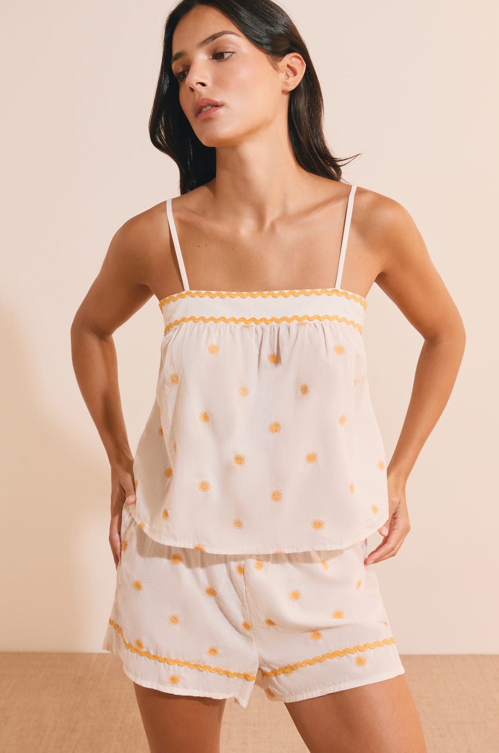 Caraco avec motifs soleil en coton;${refinementColor}