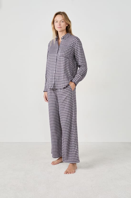 Camisa de pijama a cuadros;${refinementColor}
