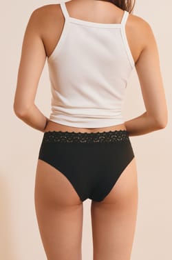 Hipster V-shape en microfibre et dentelle;${refinementColor}