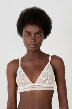 Wireless Lace Triangle Bra;${refinementColor}