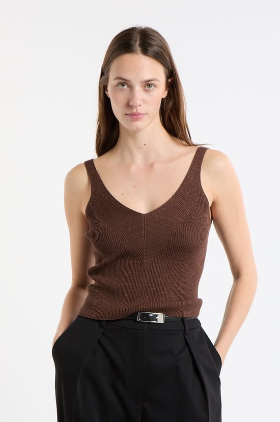 Débardeur côtelé irisé;${refinementColor}