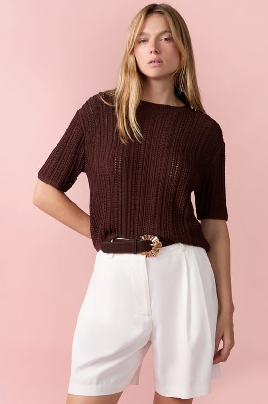 Short-sleeved sweater;${refinementColor}