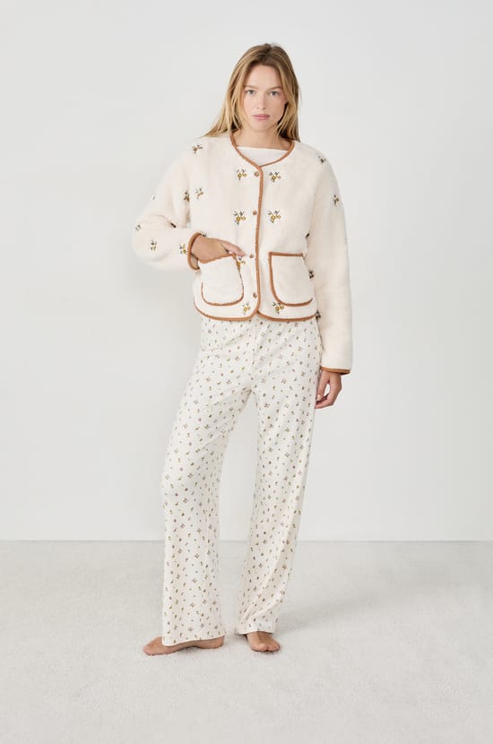 Veste avec broderies fleurs;${refinementColor}