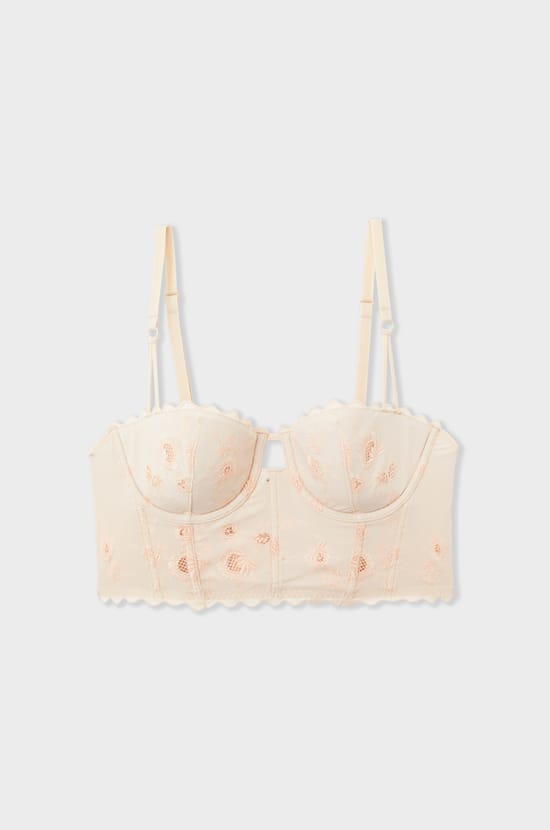 Strapless Bra with Embroidery;${refinementColor}