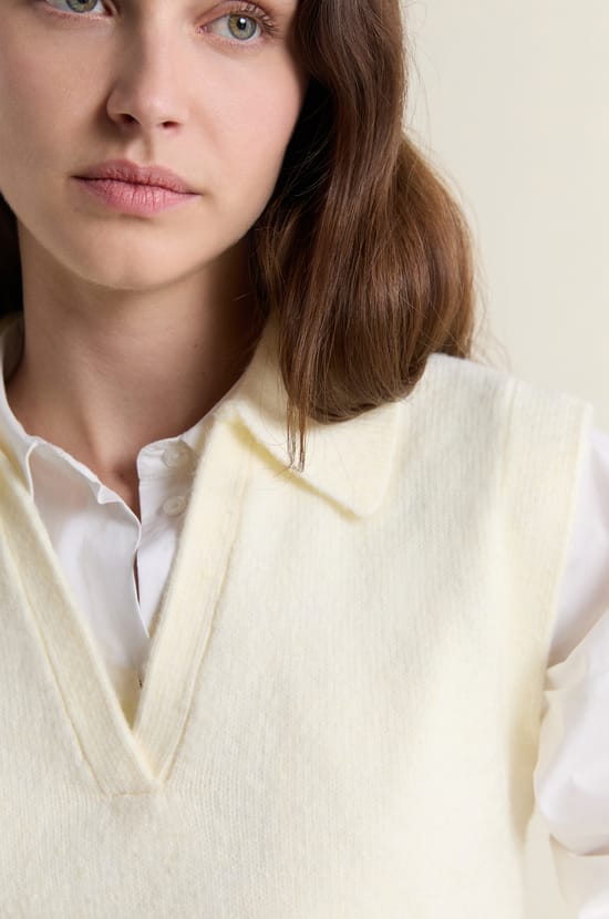 Pull col polo sans manches;${refinementColor}