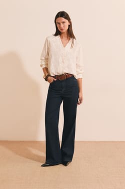 Chemise en coton avec d&eacute;tails broderie;${refinementColor}