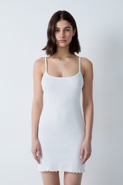 Nuisette courte en coton en pointelle;${refinementColor}