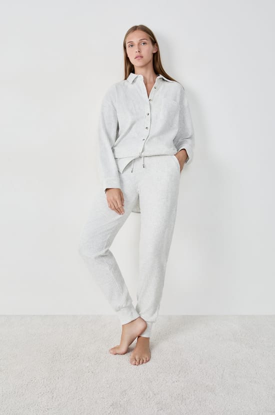 Ribbed Pyjama Trousers;${refinementColor}