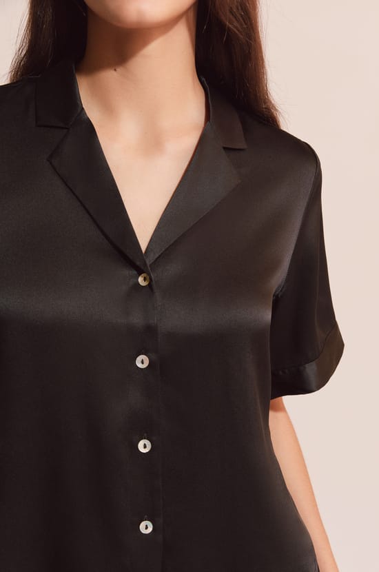 Chemise de pyjama manches courtes en soie;${refinementColor}