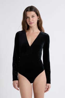 Body manches longues en velours;${refinementColor}