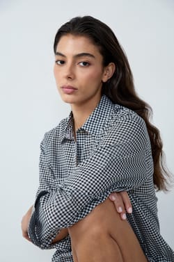 Cotton Checkered Nightshirt;${refinementColor}