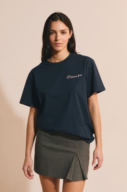 T-shirt manches courtes avec coton avec &eacute;criture;${refinementColor}