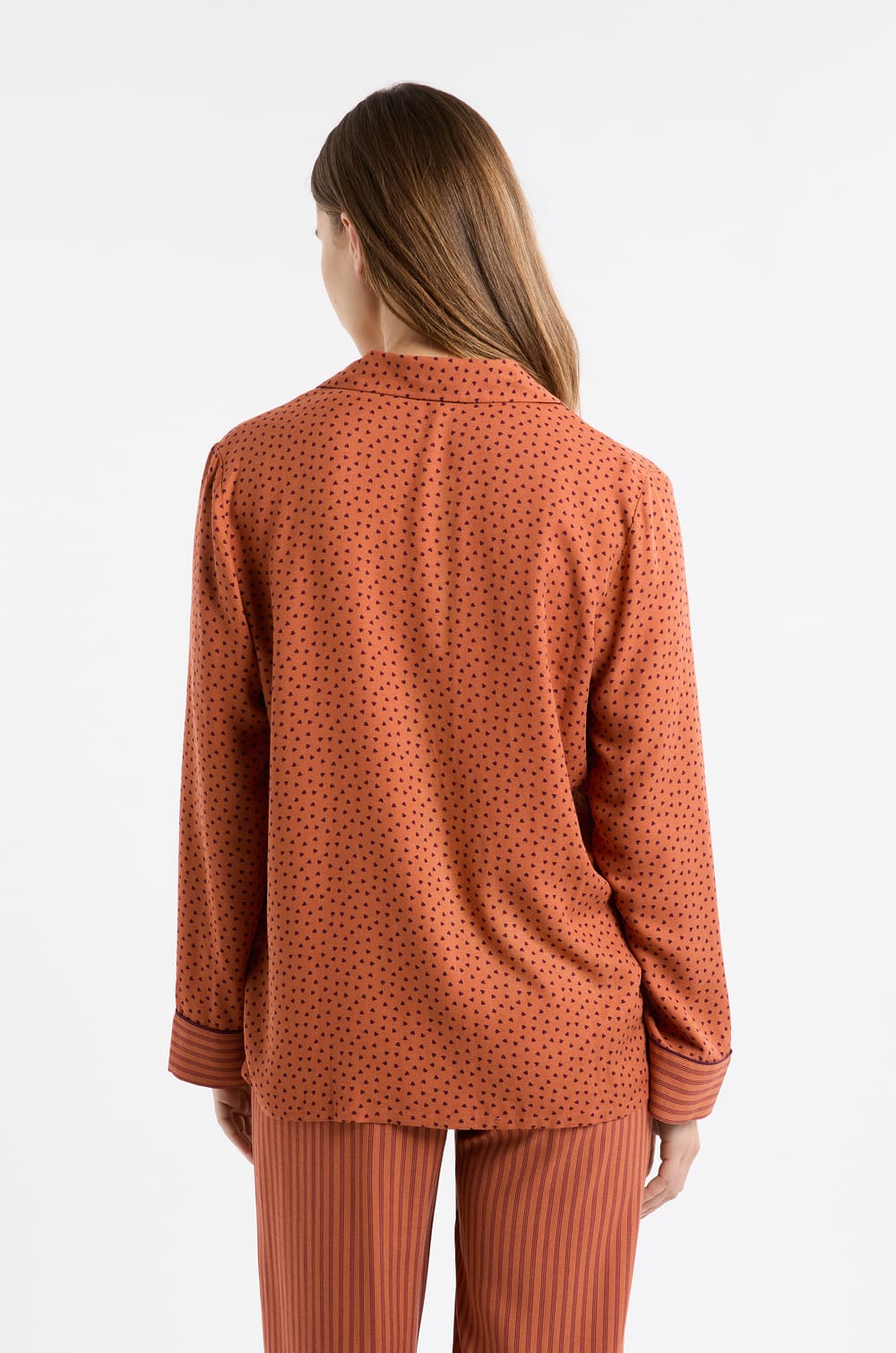 Heart Print Pyjama Shirt;${refinementColor}