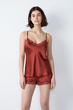 Silk Camisole with Lace Details;${refinementColor}