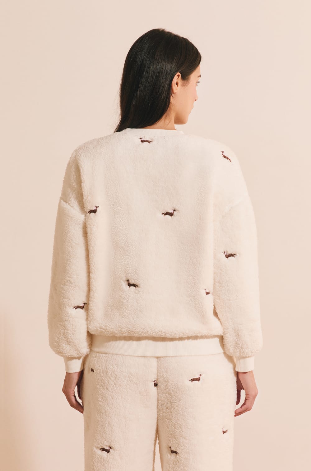Sweat polaire &agrave; motifs teckel;${refinementColor}