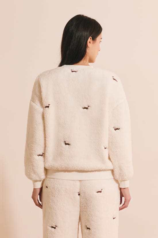 Sweat polaire &agrave; motifs teckel;${refinementColor}