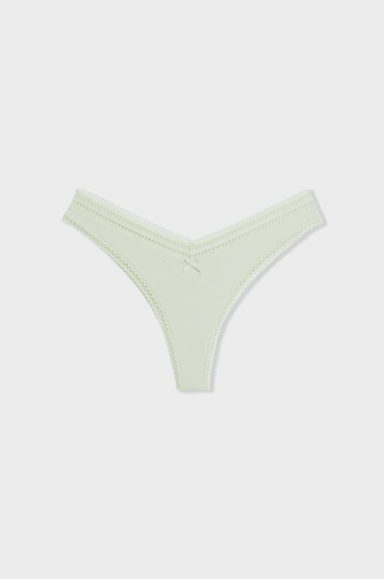 Tanga V-shape en microfibre et dentelle;${refinementColor}