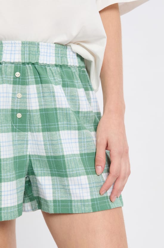 Short de pyjama à carreaux en coton;${refinementColor}