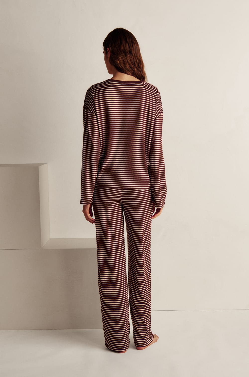 Pantalon de pyjama &agrave; rayures avec cordon de serrage;${refinementColor}