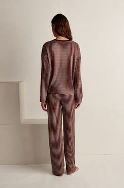 Pantalon de pyjama &agrave; rayures avec cordon de serrage;${refinementColor}