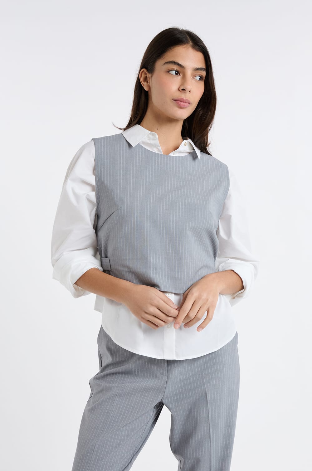 Sleeveless Striped Top;${refinementColor}