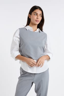 Sleeveless Striped Top;${refinementColor}