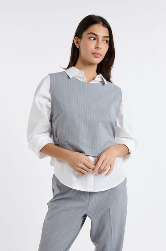 Sleeveless Striped Top;${refinementColor}