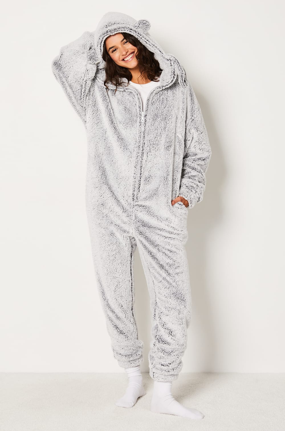 Combinaison polaire à capuche;${refinementColor}