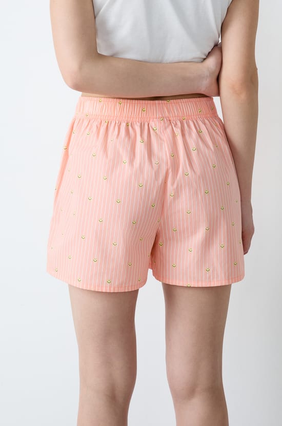 Pantalón corto de pijama a rayas de algodón Smiley®ORIGINALS;${refinementColor}