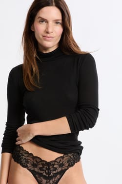 T-shirt thermique col roulé avec laine;${refinementColor}