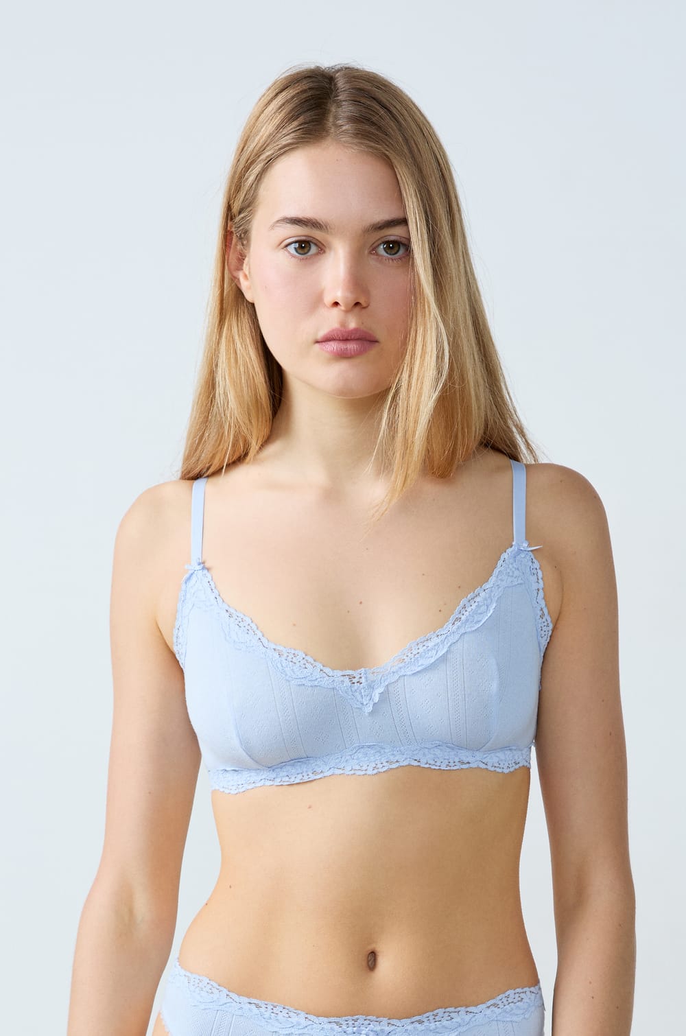 Wireless Cotton Triangle Bra;${refinementColor}