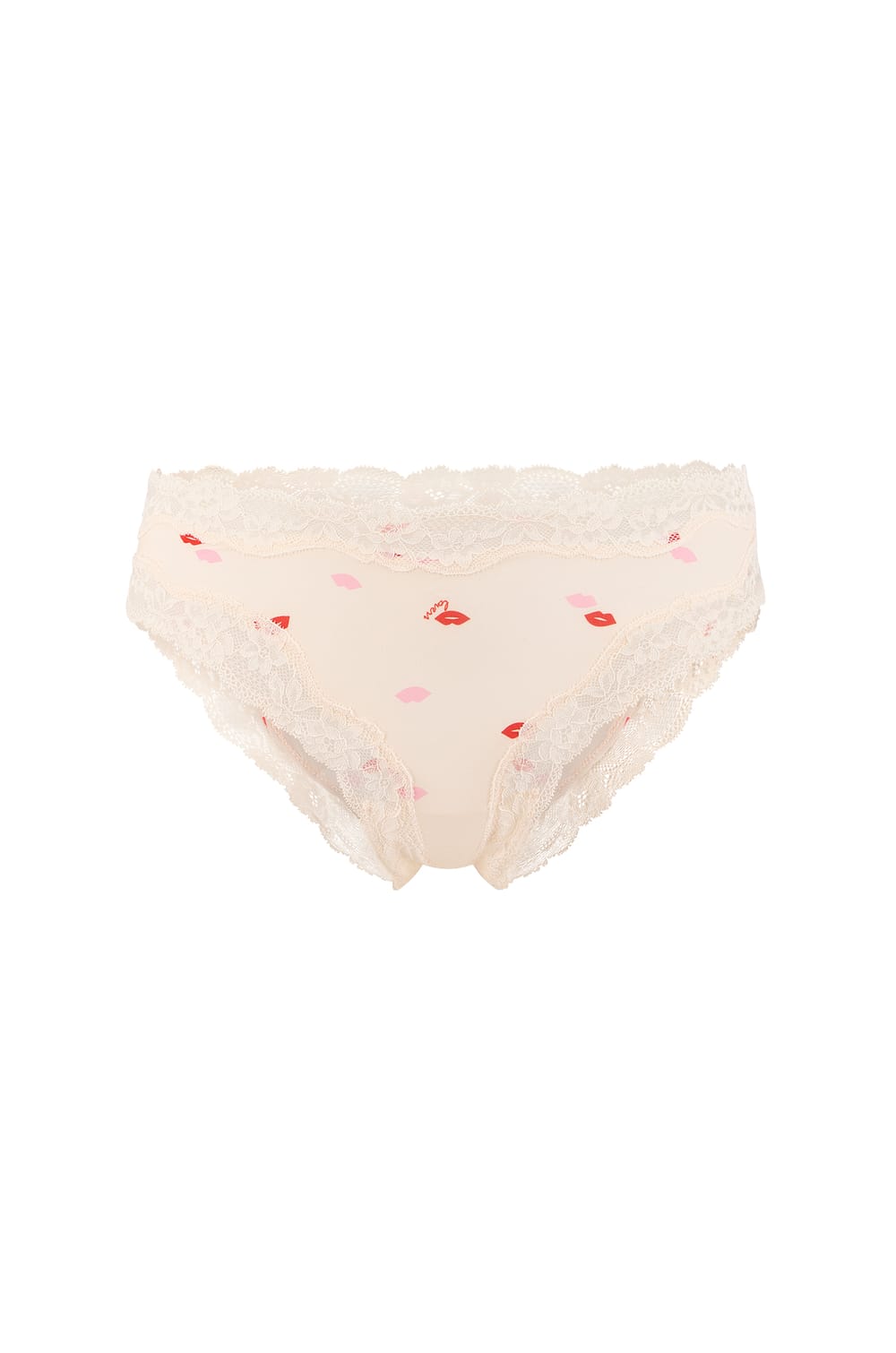 Microfibre Brief with Kiss Print and Lace Details;${refinementColor}