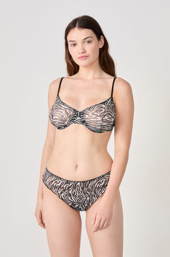 Classic zebra tulle bra;${refinementColor}