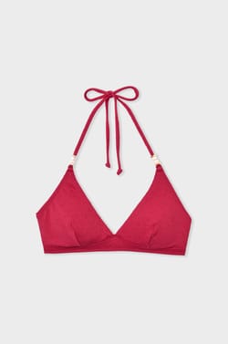 Glittery Triangle Bikini Top;${refinementColor}