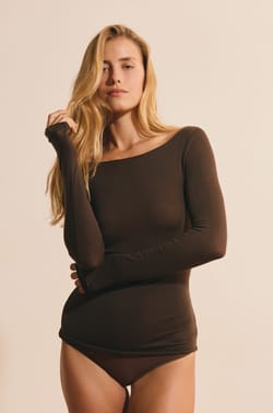 T-shirt thermique col bateau avec cachemire;${refinementColor}