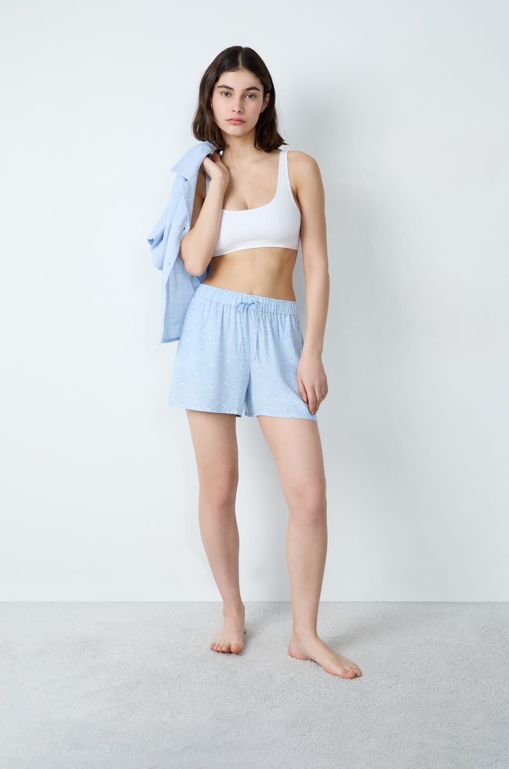 Květinové pyžamové šortky;${refinementColor}