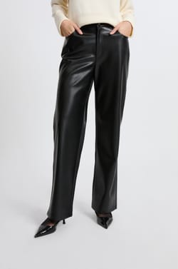 Wide-Leg Faux Leather Trousers;${refinementColor}