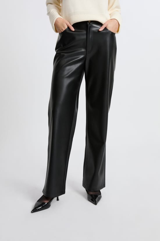 Pantalon large en effet cuir;${refinementColor}