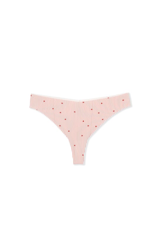 Tanga en microfibre &agrave; motifs coeurs;${refinementColor}