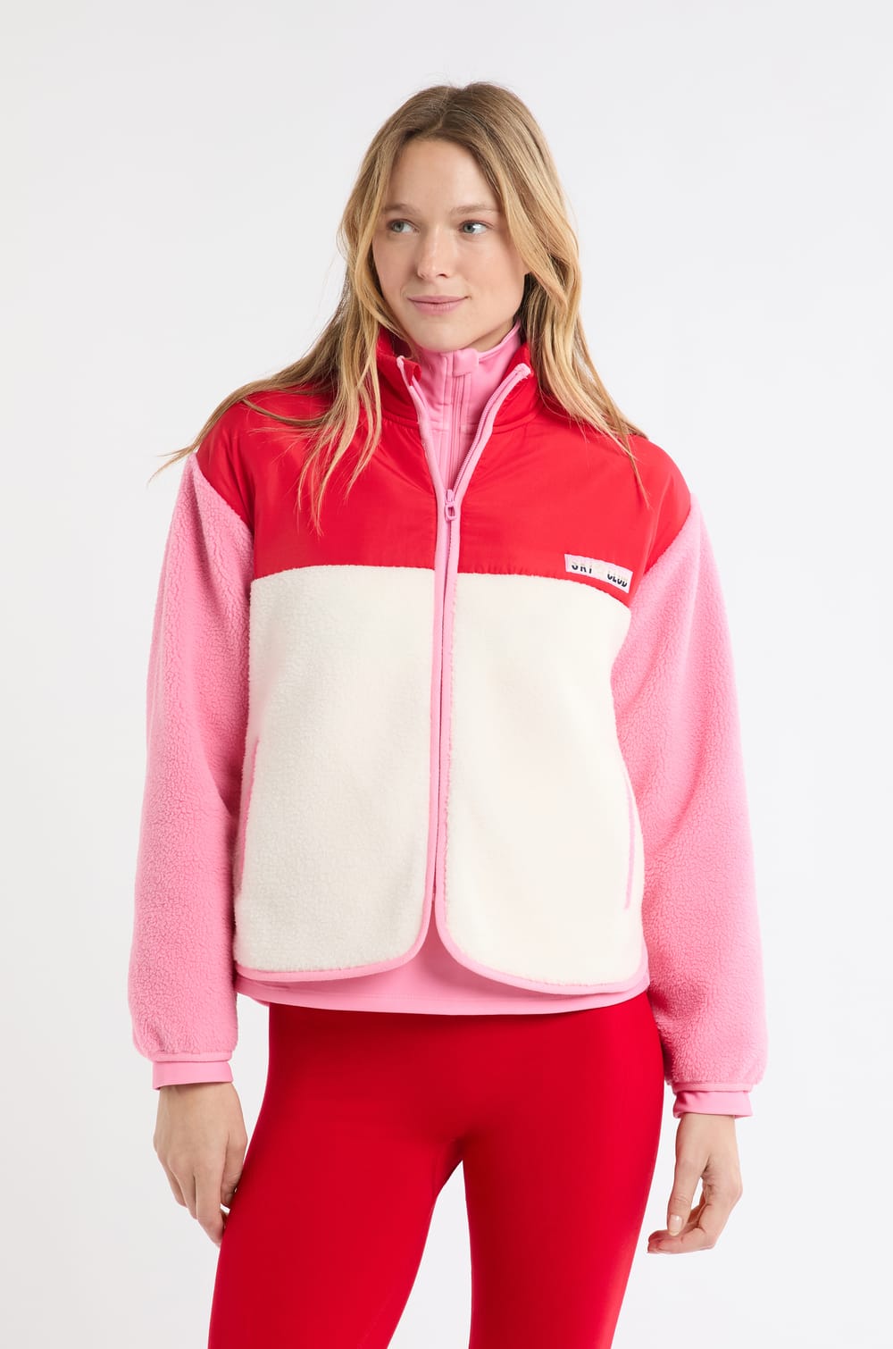 Veste effet polaire à imprimé "ski club";${refinementColor}